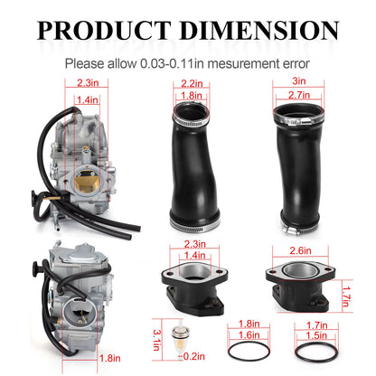 Carburetor and Intake Manifold Boot for Yamaha Warrior 350 (1987–2004)