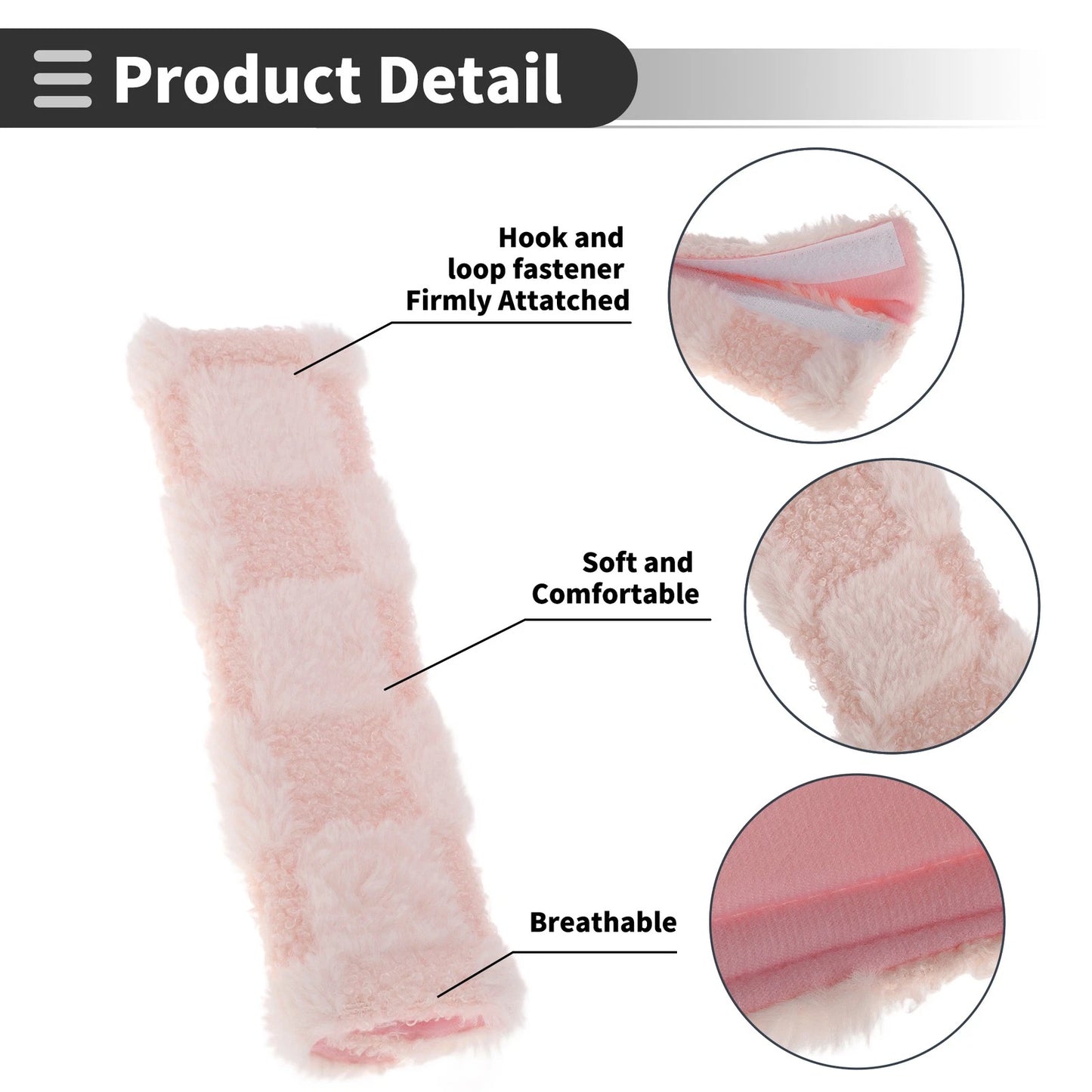Set of 2 Pink Seat Belt Cover Pads for Universal Vehicles (24cm)
