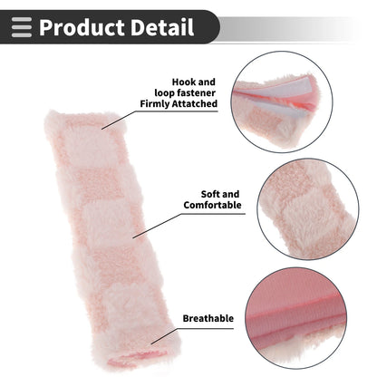 Set of 2 Pink Seat Belt Cover Pads for Universal Vehicles (24cm)