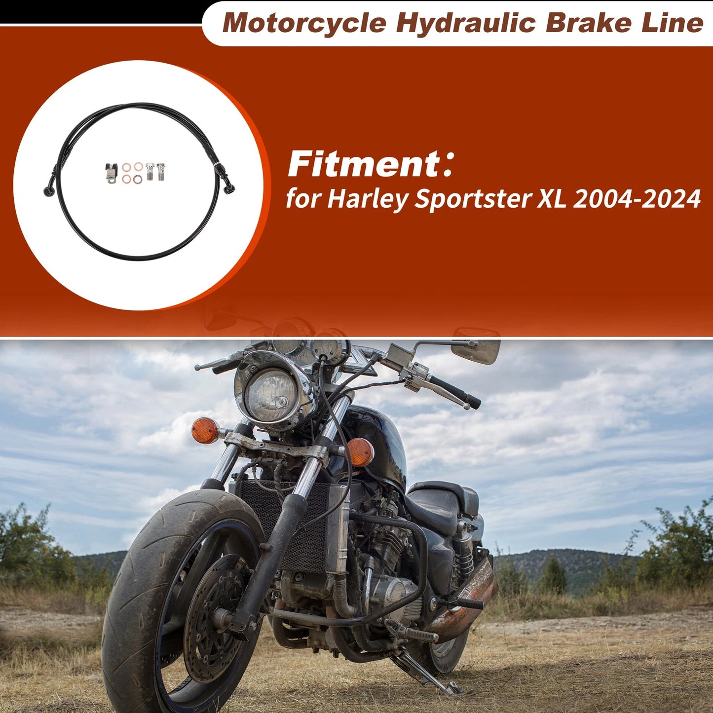 Hydraulic Front Brake Line Kit for Harley Sportster XL (2004–2024) Black