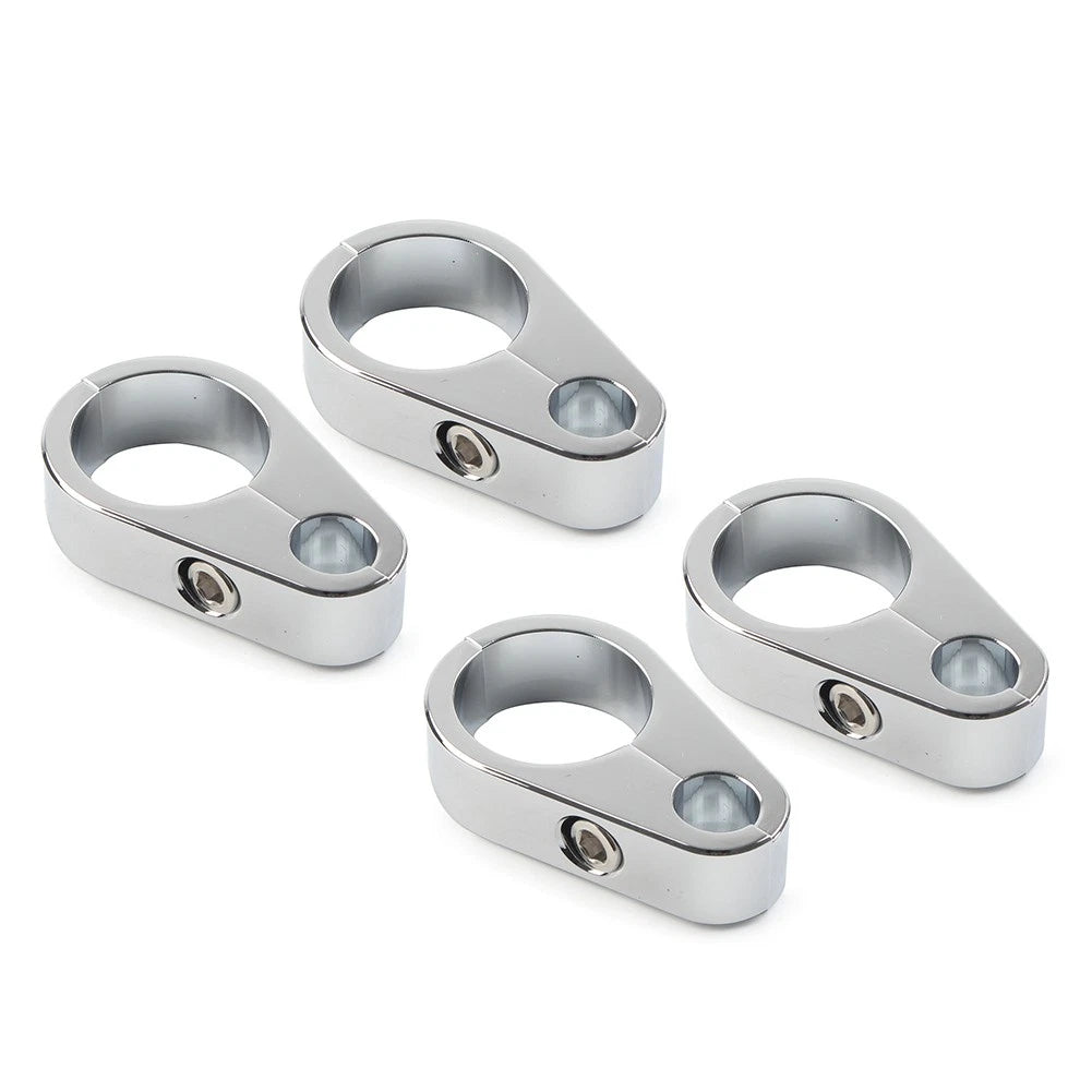 4X Brake Clutch Cable Wire Clamp Clip Chrome for Harley 1" Handlebar