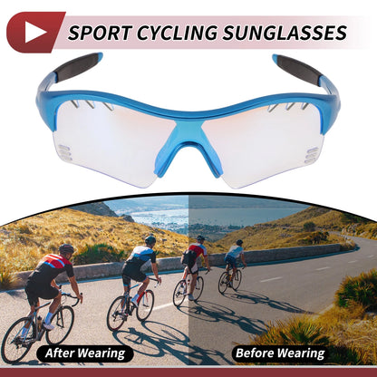 Motorcycle Riding Goggles for Motorcycle (Light Blue Lens, Blue Frame)