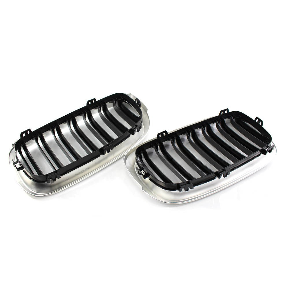 2X Black Chrome Front Grille for BMW X5 F15 X6 F16 M (2014–2018)