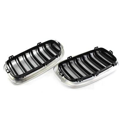 2X Black Chrome Front Grille for BMW X5 F15 X6 F16 M (2014–2018)