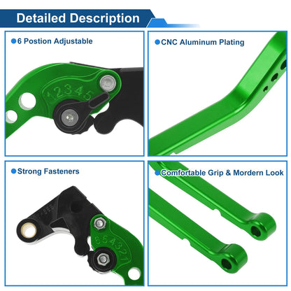 Short Brake Clutch Levers for Honda CBR1000RR 2008–2019 (Pair, Green)