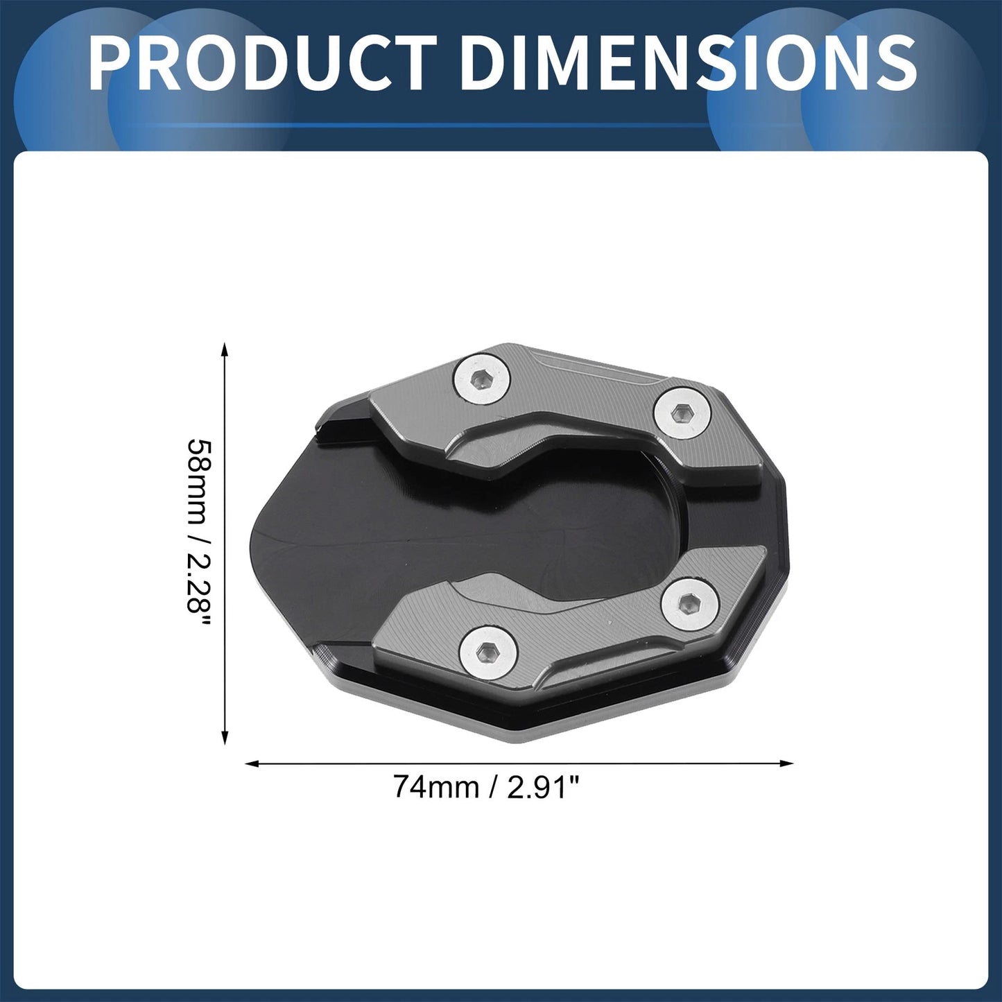 Side Stand Plate Pad for Motorcycle (Set of 1) - Aluminum Alloy, Titanium Tone