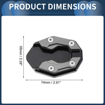 Side Stand Plate Pad for Motorcycle (Set of 1) - Aluminum Alloy, Titanium Tone