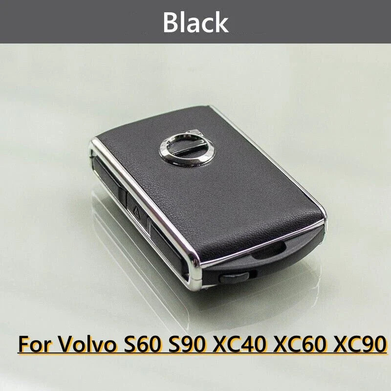 Black Leather Key Remote Case Fob Shell Cover / 1 pc for Volvo S60 XC60 XC90