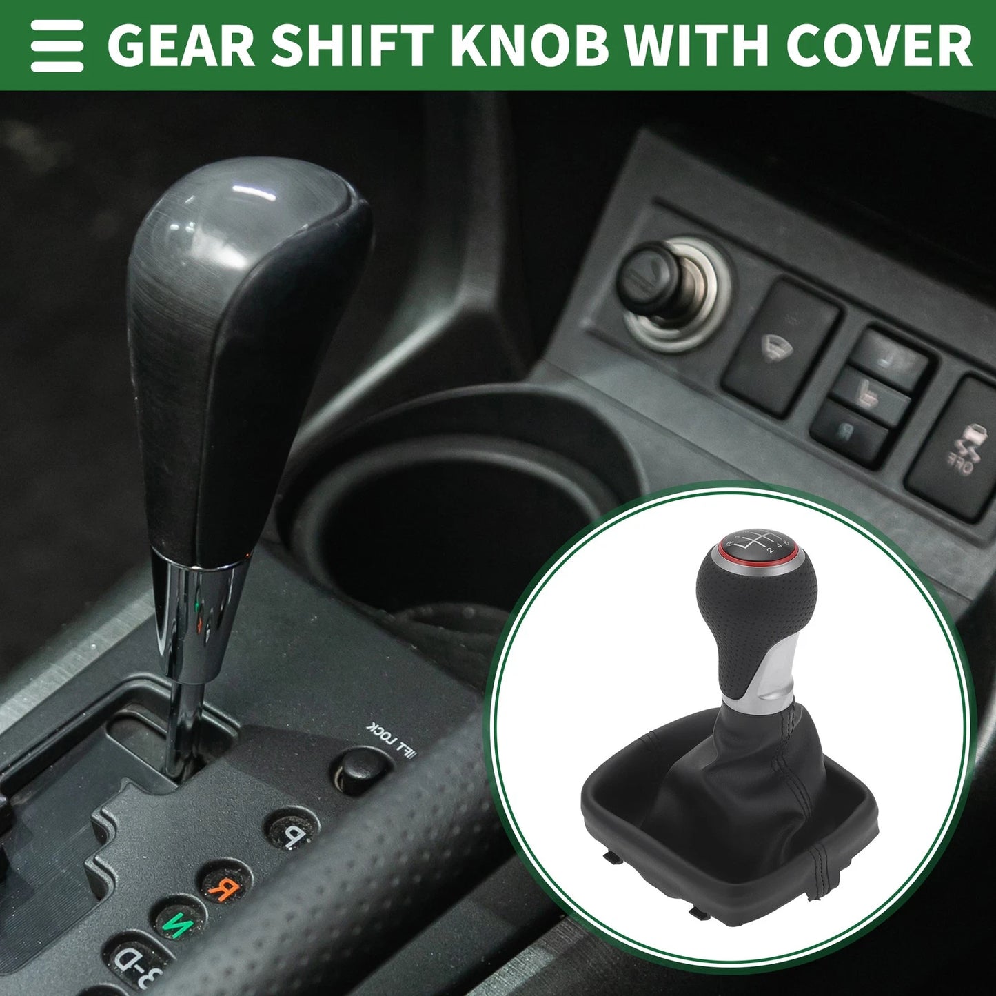 6-Speed Gear Shift Knob with Cover for Audi A3 (2013–2020) Matte Red Black