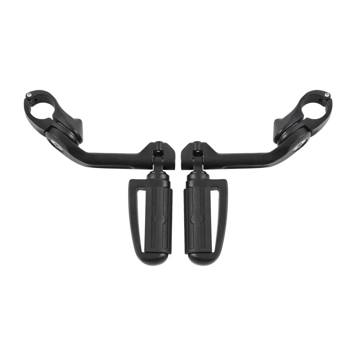 1 1/4 in Highway Bar Footpegs Long Angled Mount Kit for Motorcycle Matte Black