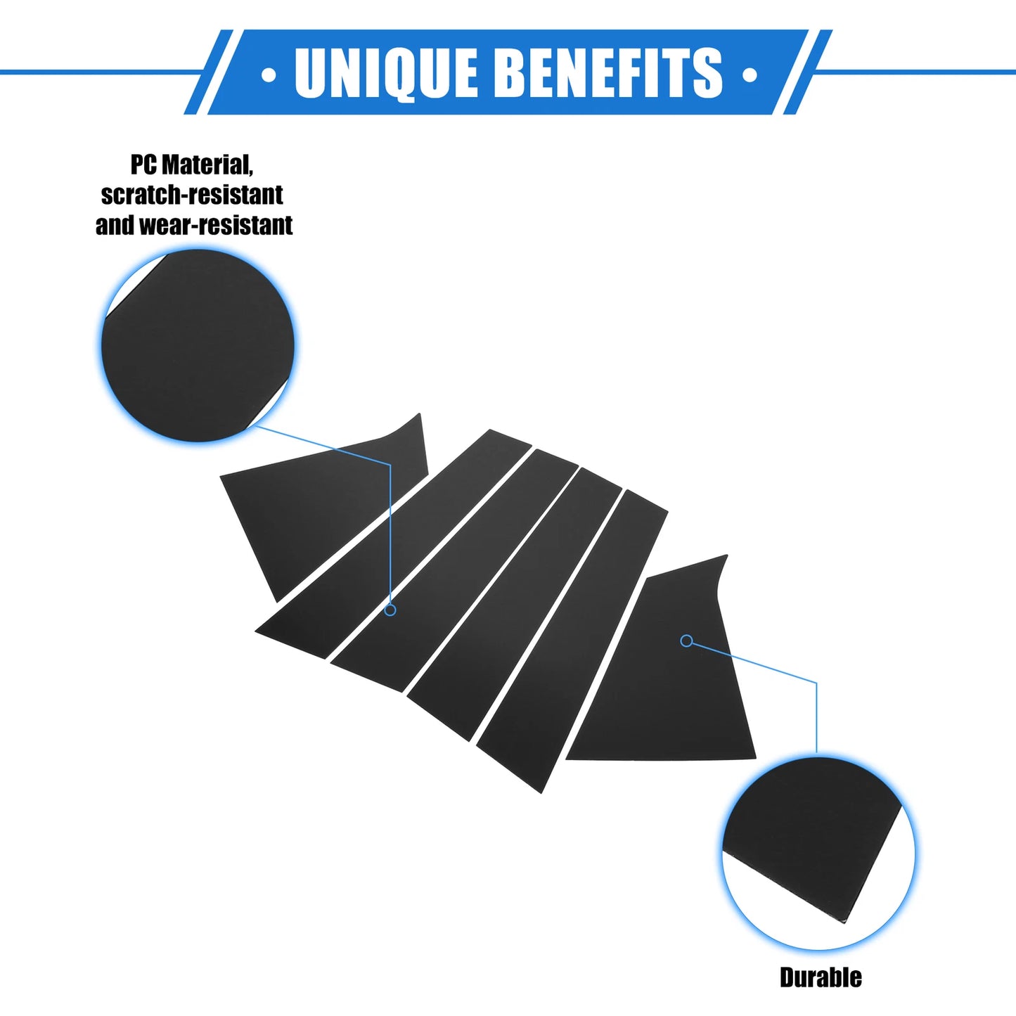 Set of 6 Pillar Posts Door Window Trim Cover for Chevrolet Malibu (2016–2021) Black