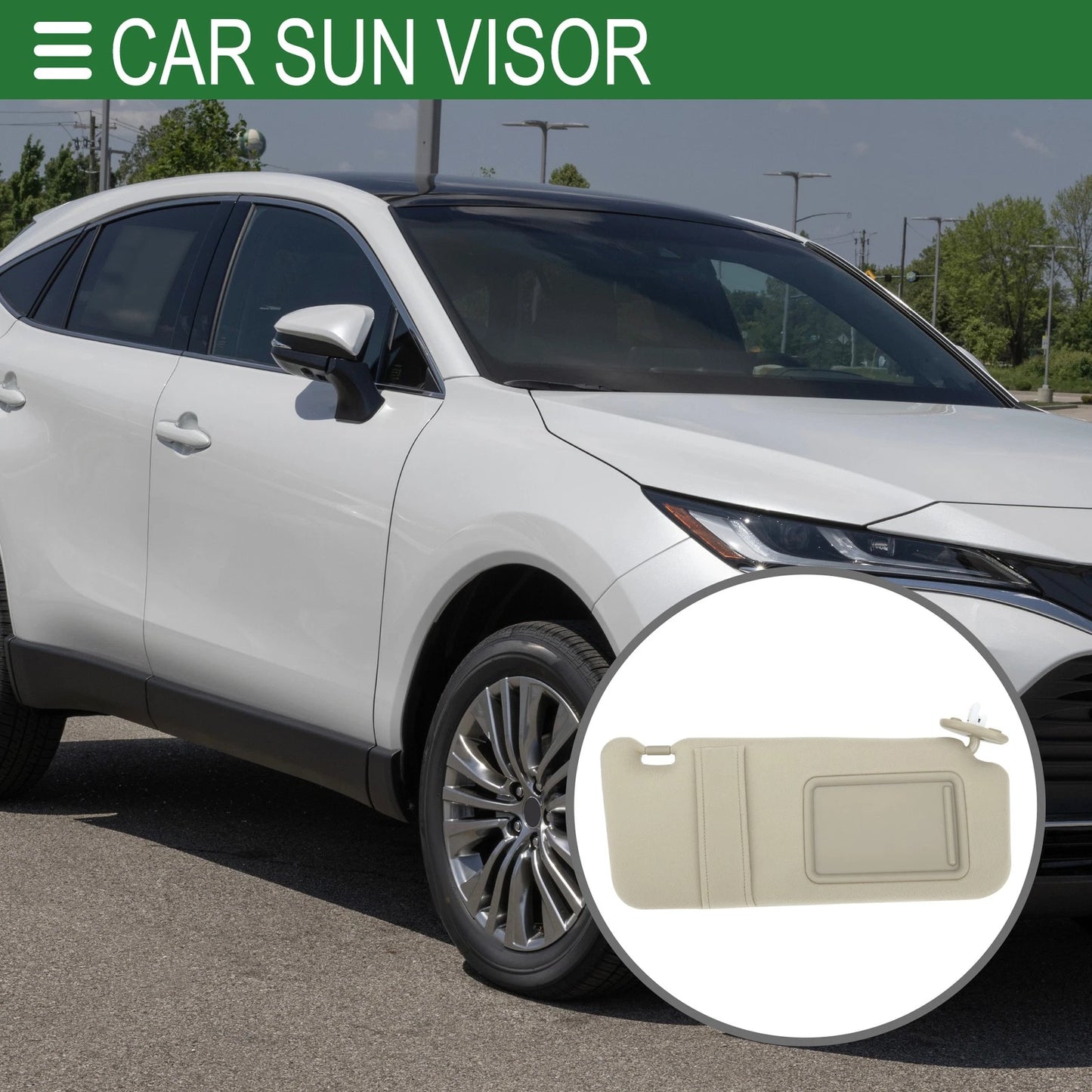 Right Passenger Side Sun Visor No. 74310-0T022-A1 for Toyota Venza (2010–2015)