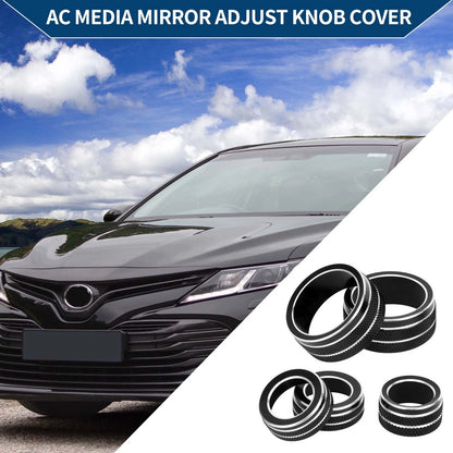 Set of 5 AC Media Radio Tune Mirror Switch Knob Covers for Toyota Camry (2021–2023) Black