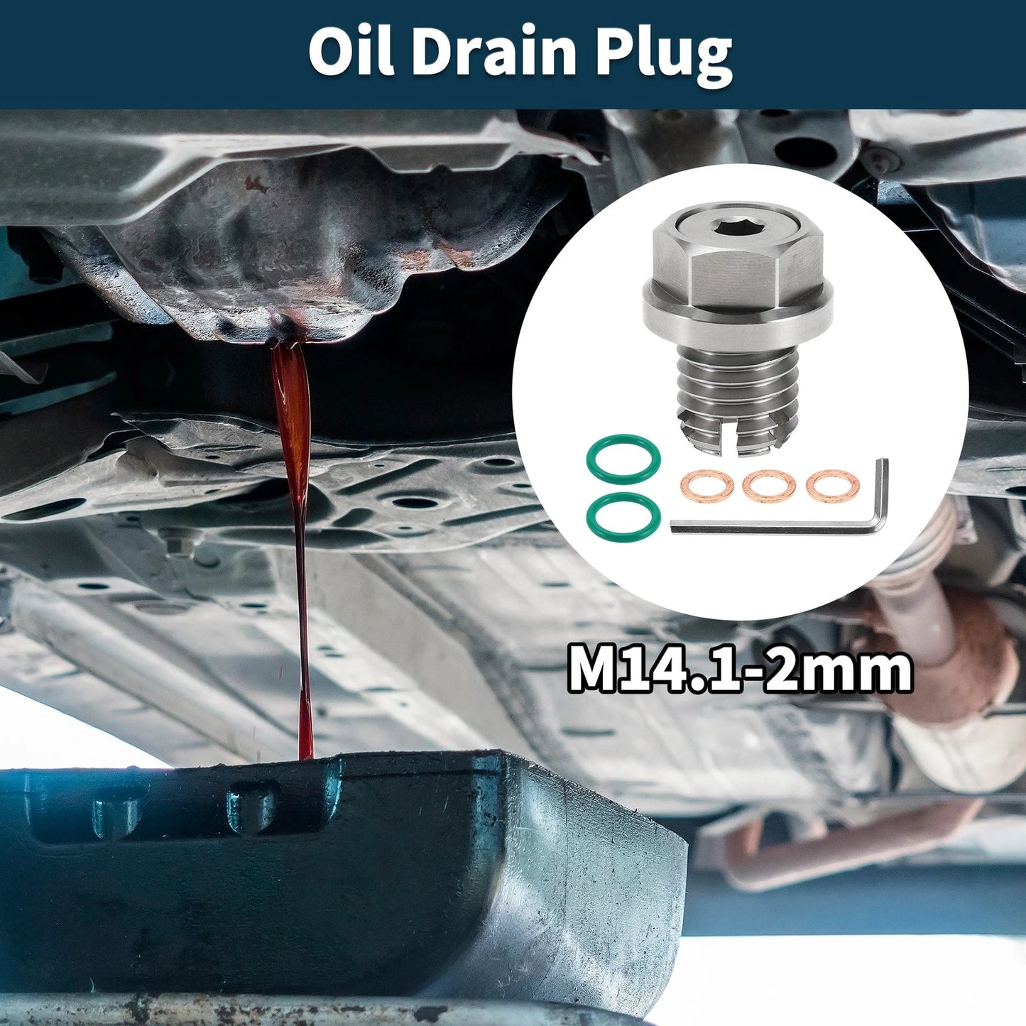 Set of 1 M14.1-2mm Copper Oil Drain Plug with Gasket for Car Motorcycle