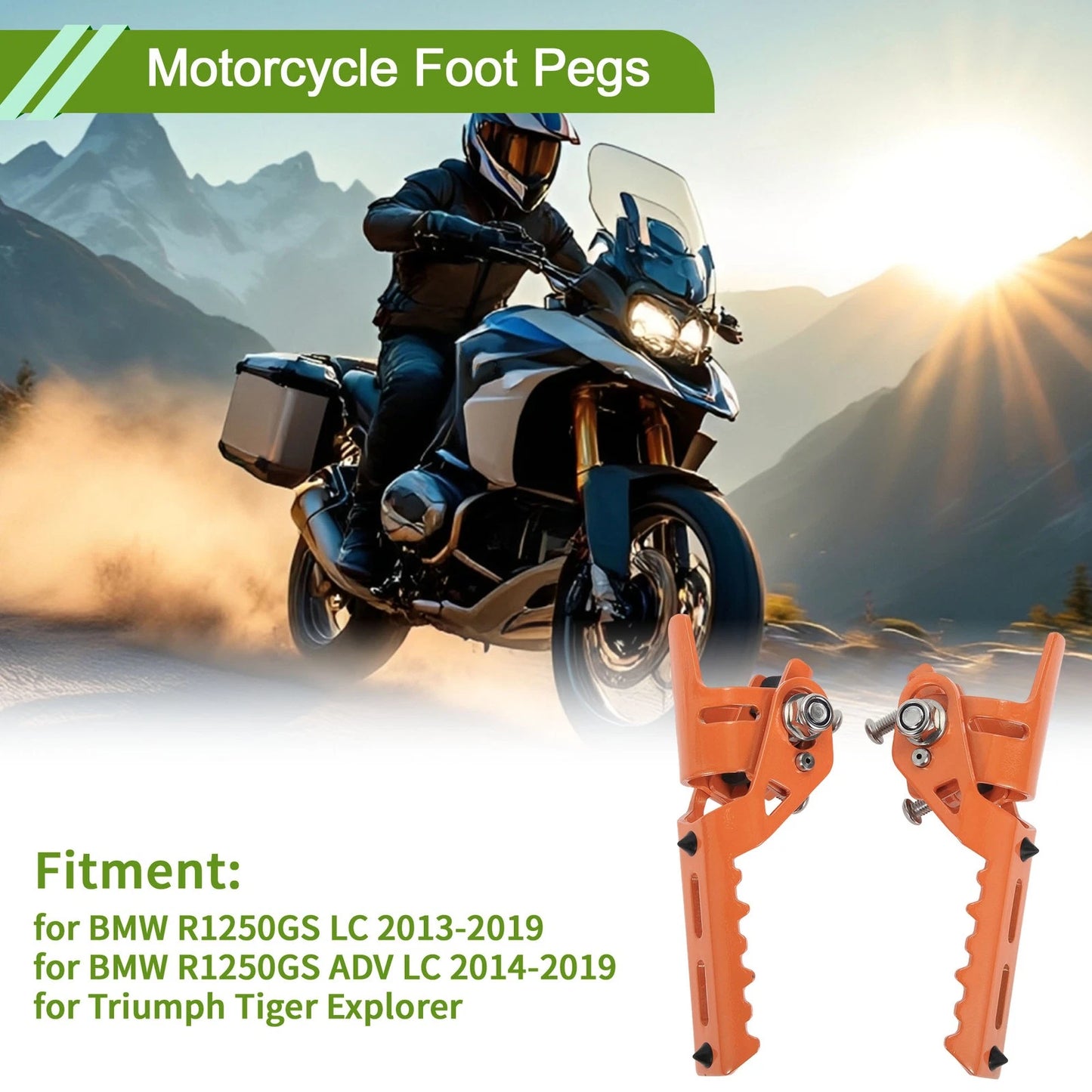 1 Pair Motorcycle Foot Pegs for BMW R1250GS LC (2013–2019) Orange