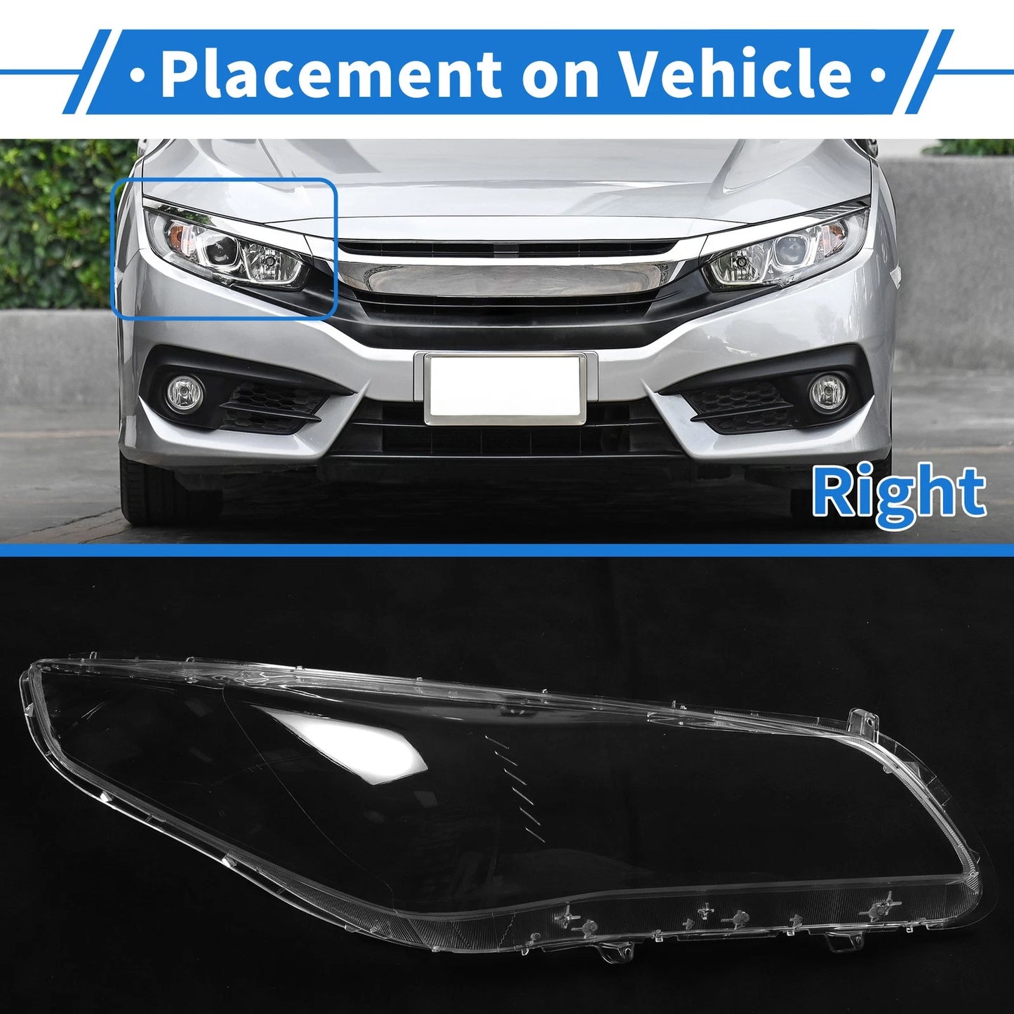 Headlight Lens Cover for Hyundai Sonata (2015–2017) PC Clear