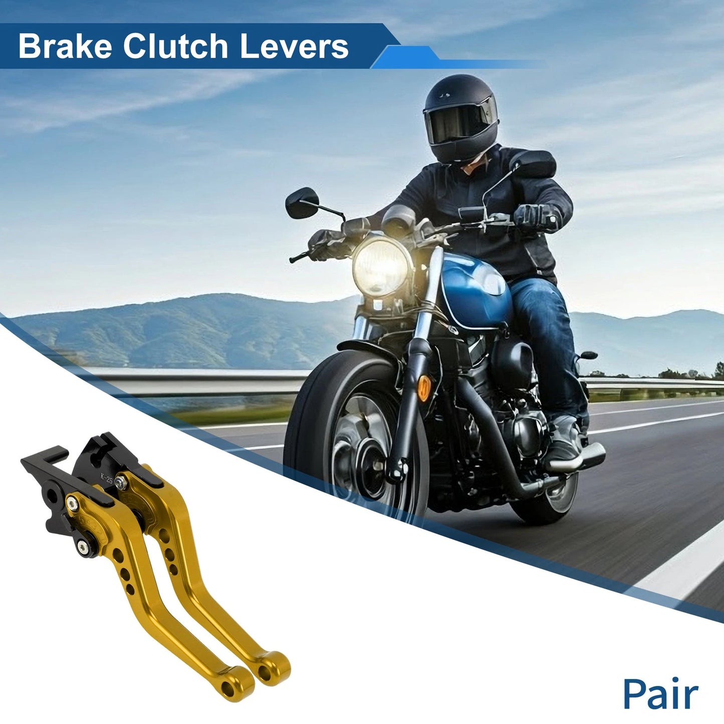 6 Position Adjustable Brake Clutch Levers for Kawasaki Ninja 400R (2011) Gold