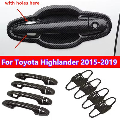 Carbon Fiber Exterior Door Handle & Bowl Cover Trim for Toyota Highlander (2015–2019)