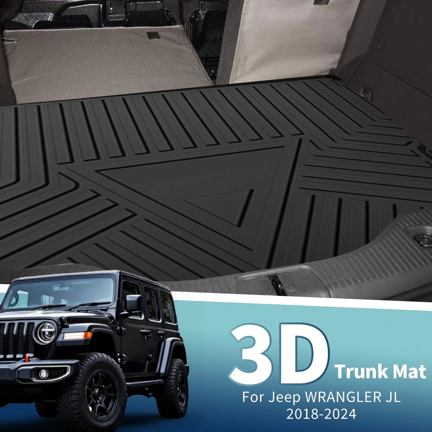 Cargo Liner Rear Trunk Mat for Jeep Wrangler JL (2018–2025) TPE 1 Pc