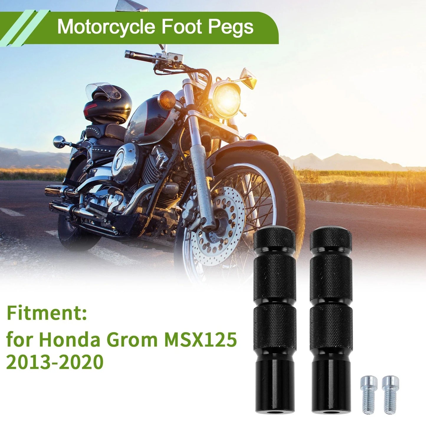Motorcycle Foot Pegs for Honda Grom MSX125 Aluminum Alloy Black (2013-2023)