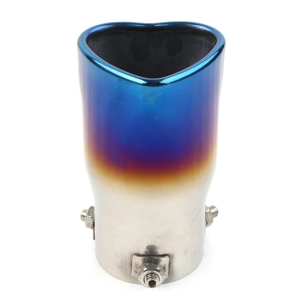 Stainless Steel Heart Shaped Exhaust Pipe Tail Muffler Tip for Car Blue