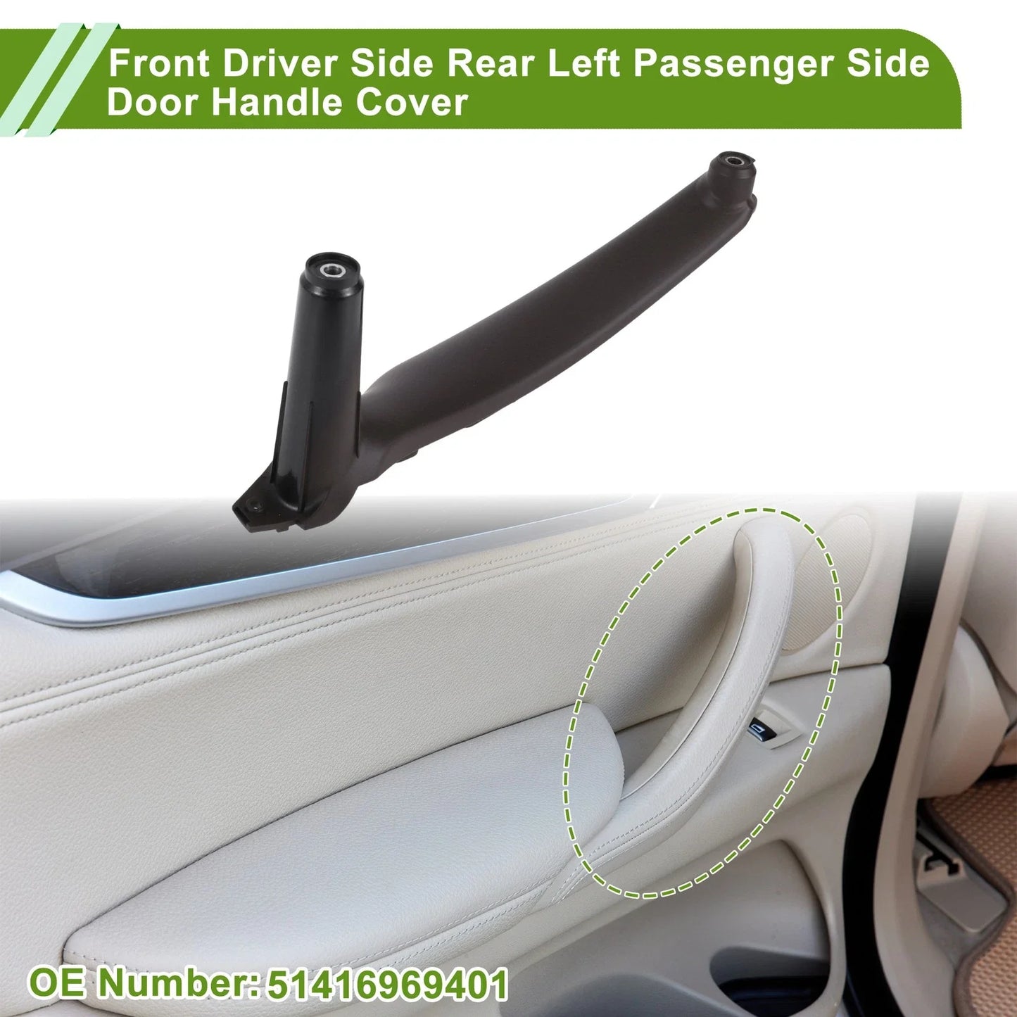 Door Panel Handle Pull Trim Cover Deep Brown for BMW X5 E70