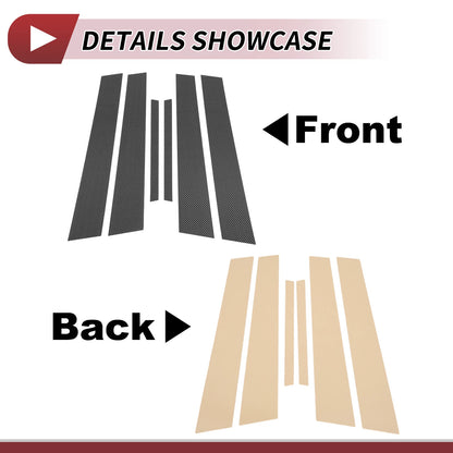 6 Pcs Door Pillar Window Trim for Nissan Maxima (2009–2015) Carbon Fiber