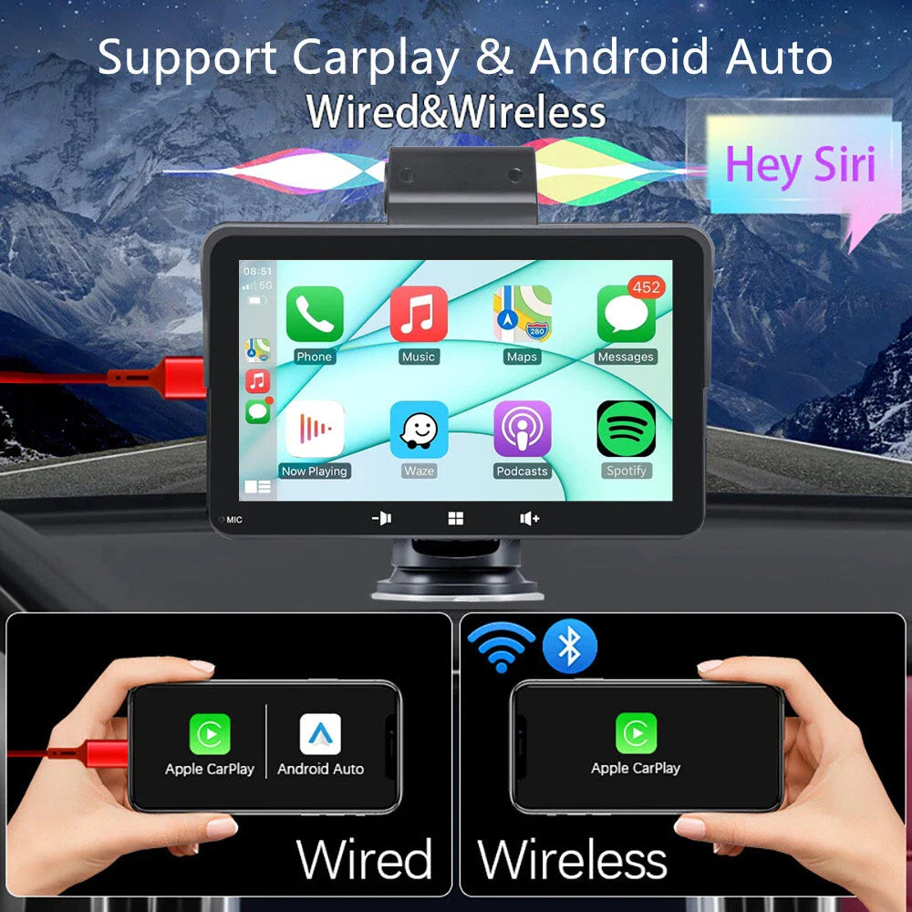 7" Touch Screen Multimedia Player w/ DVR & 64G TF Card for Car - Carplay FM BT