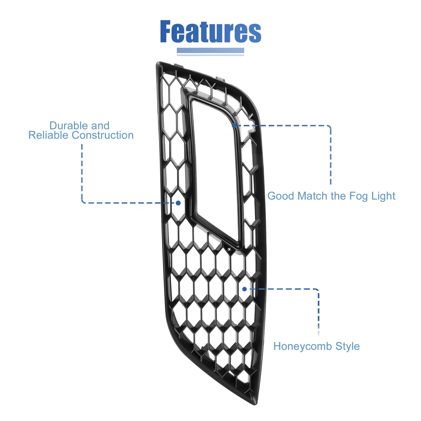 Pair Front Bumper Fog Light Mesh Grille Cover for Audi A4 B8.5 (2013–2016)