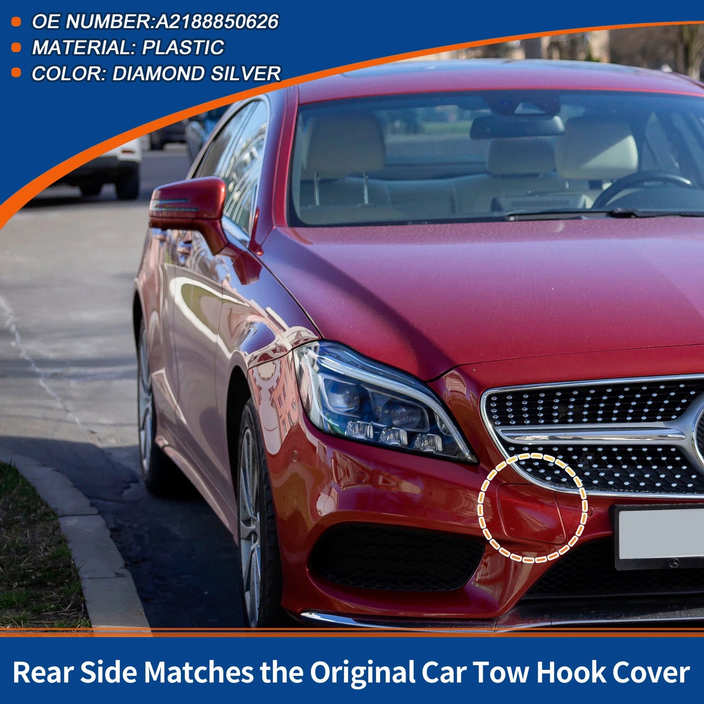 Tow Hook Cover for Mercedes-Benz (A2188850626) Diamond Silver