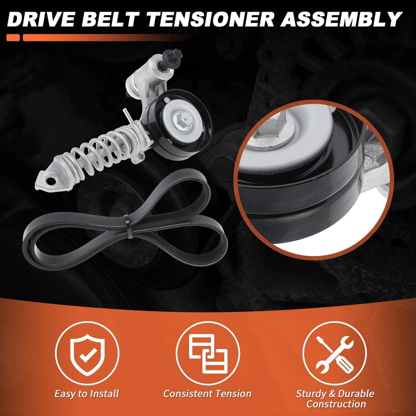 Serpentine Belt Drive Tensioner Kit for Buick Encore (2013–2020) K060544 6PK1383