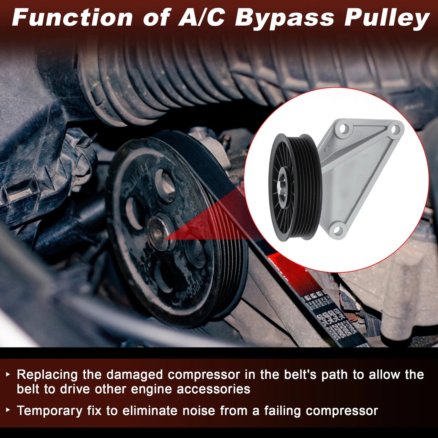 A/C Compressor Bypass Pulley for Ford Crown Victoria, Lincoln Town Car (1998–2011)