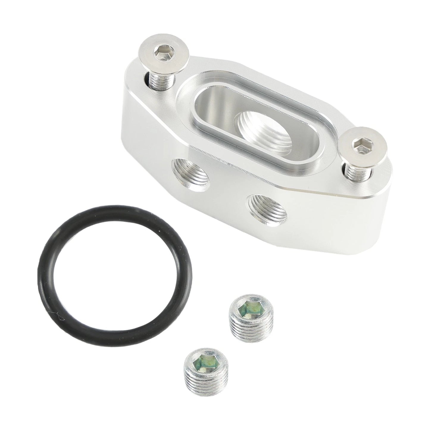 Billet LS Twin Turbo Dual 90 Degree Oil Feed Line Adapter Plate for LS Engines
