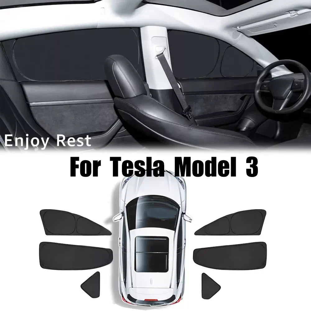 6 x Side Window Sleep Privacy Sun Shade Cover for Tesla Model 3 (2017–2024)