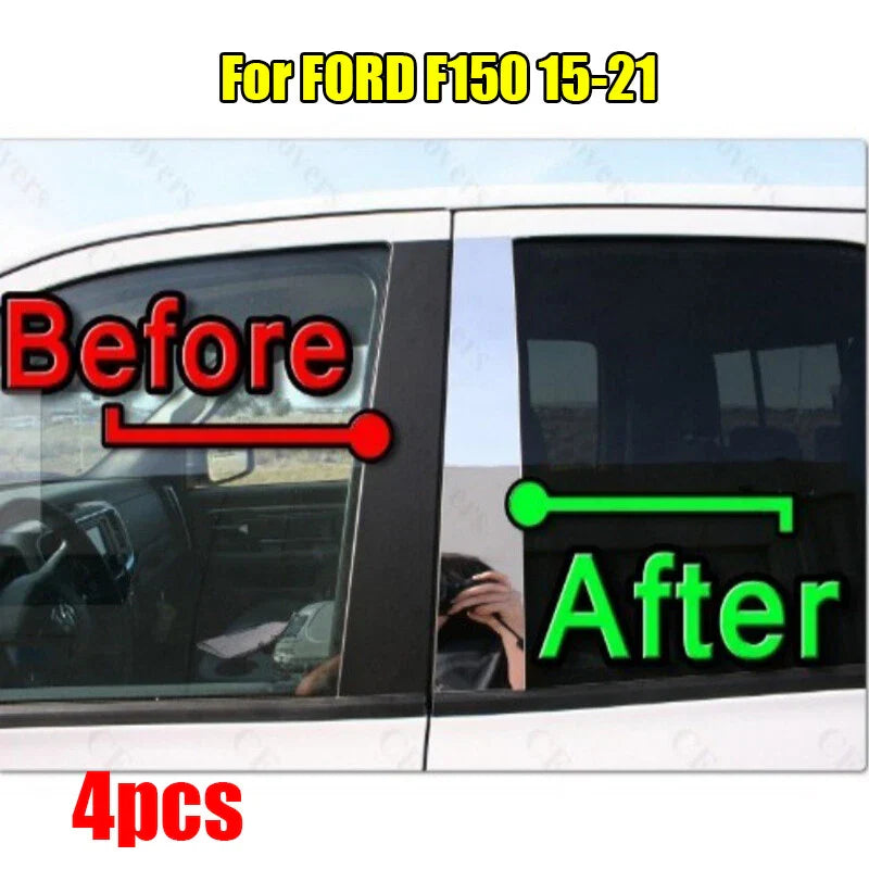 4 x Chrome Pillar Trim Door Cover Mirrored Post for FORD F150 (2015–2021)