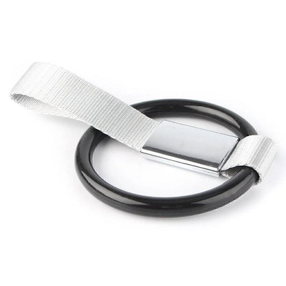 Round Tsurikawa Ring Handle Strap Charm for Subway Train Bus - Black