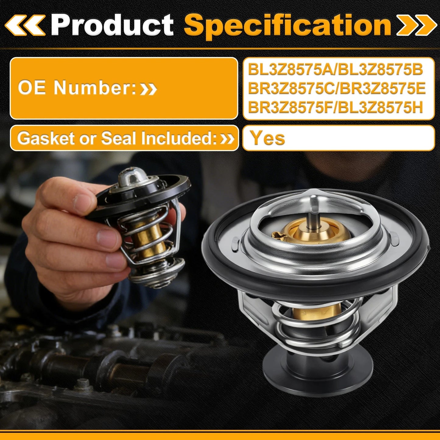 Engine Coolant Thermostat BL3Z8575A for Ford F-150 (2011–2023) with Seal