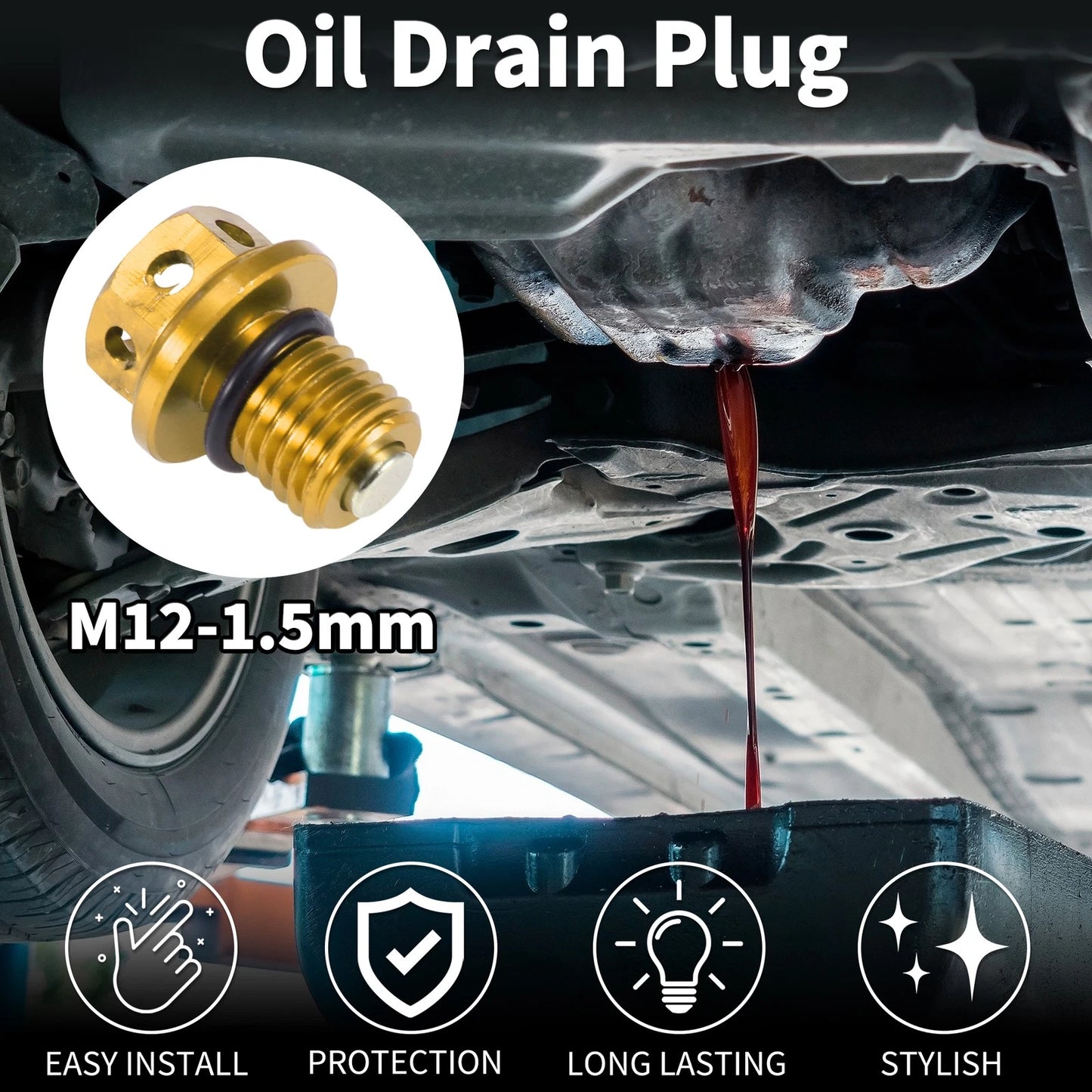 M12x1.5 Magnetic Oil Drain Plug for Universal Applications (2010–2023)