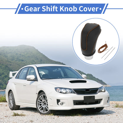 Set of 1 Gear Shift Knob Cover for Subaru Impreza (2017–2023) Black Brown Faux Leather