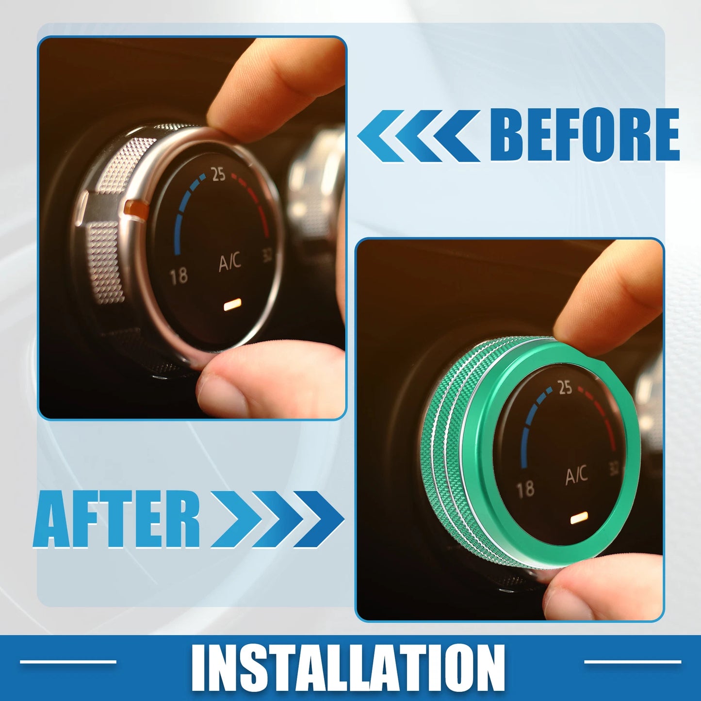 Set of 3 AC Radio Switch Knob Cover Decals for Dodge Durango (2014–2020) Green