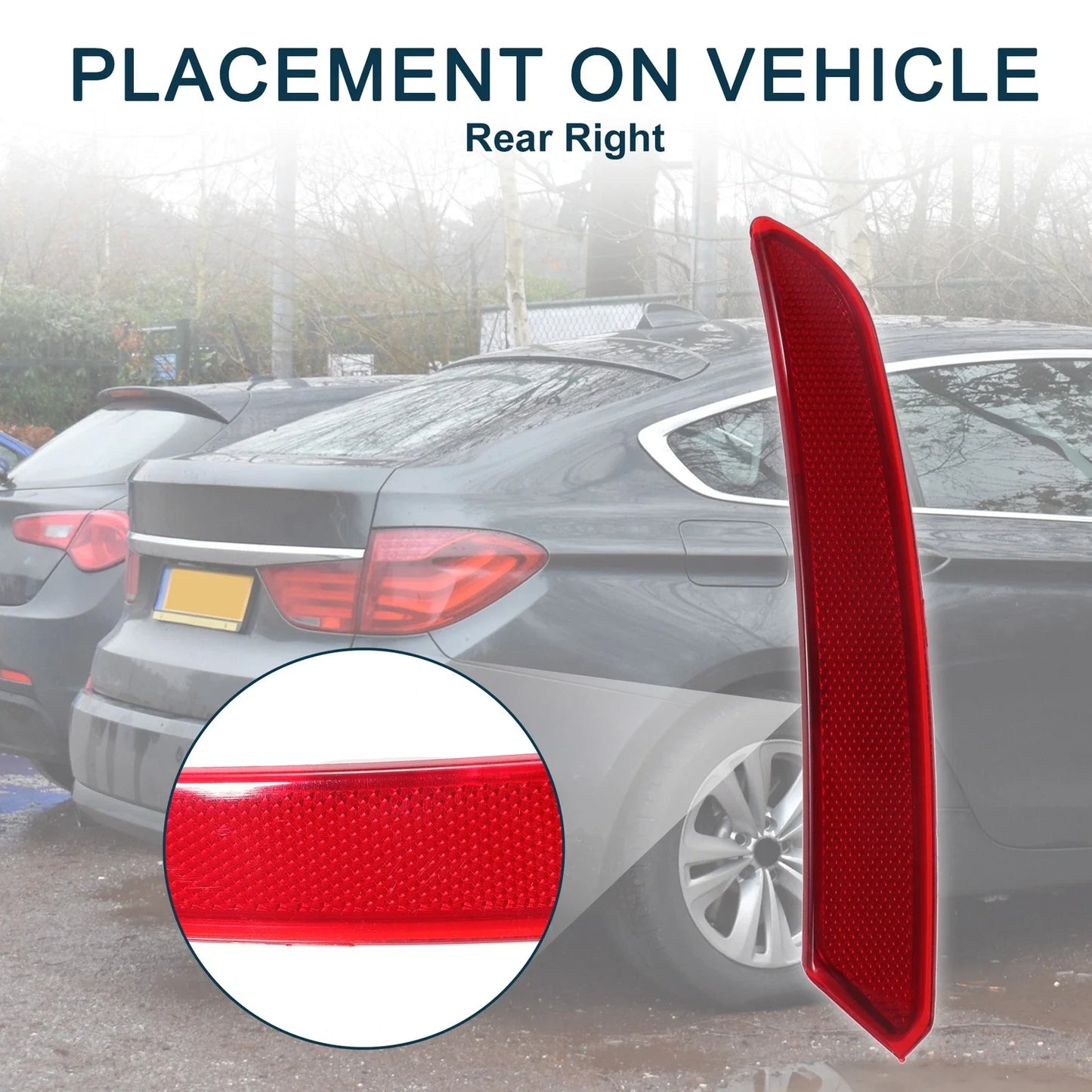 Rear Right Bumper Reflector for BMW 535i GT Red (2010-2013)