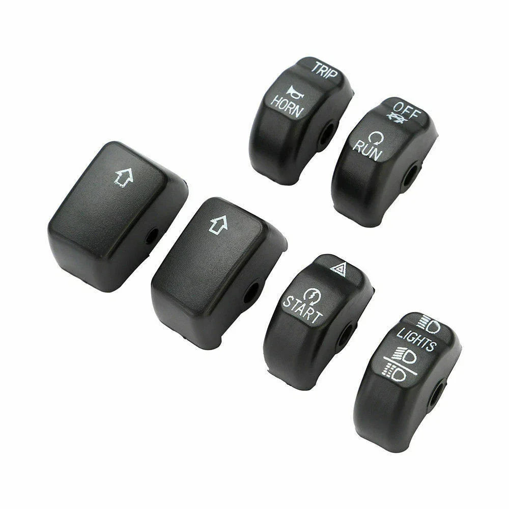 6 x Black Control Switch Button Cover Caps for Harley Dyna Softail XL (2011-2016)