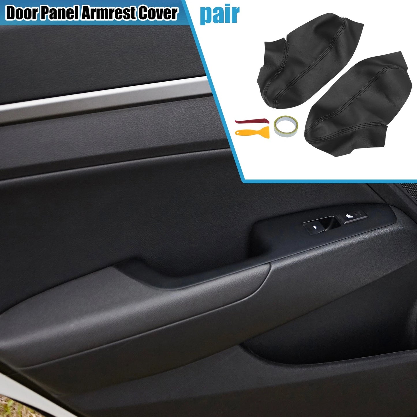 1 Pair Front Door Panel Armrest Cover for Dodge Charger (2011–2019) Black