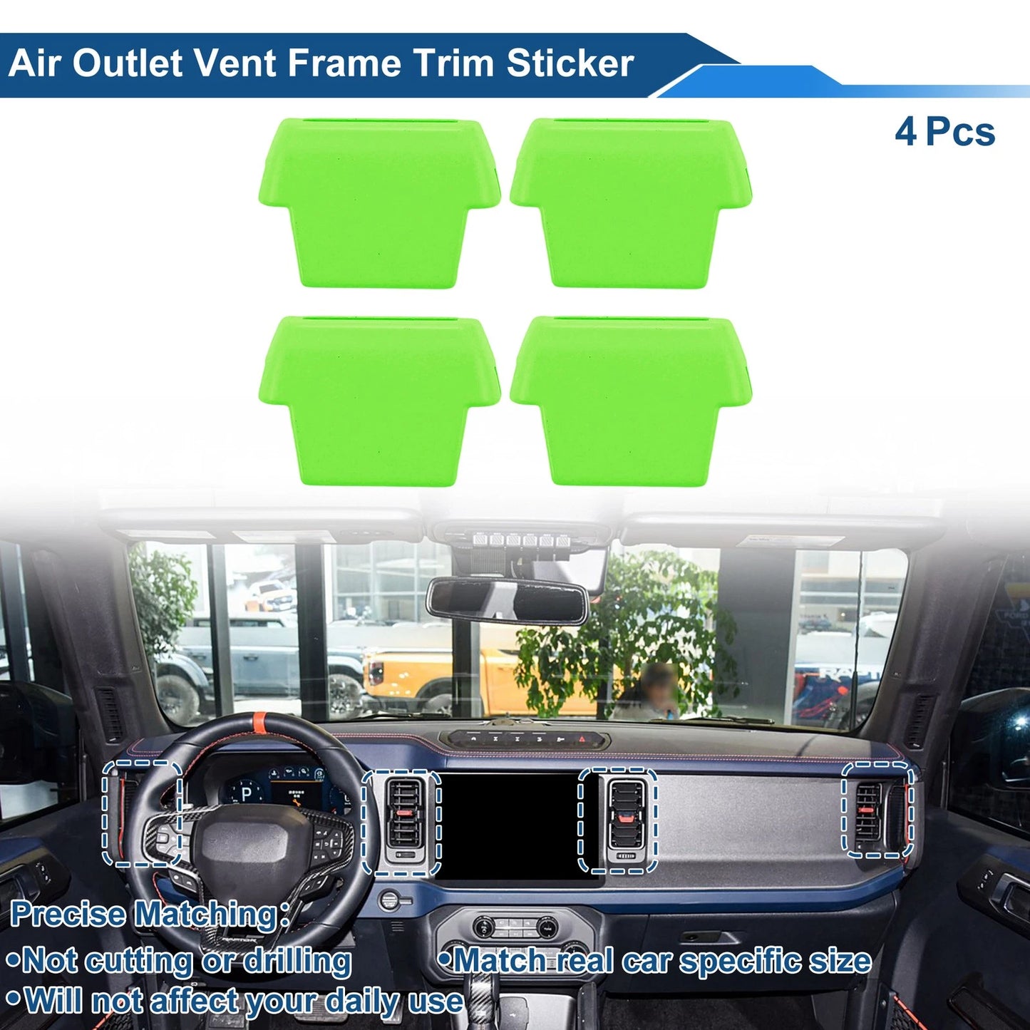 Set of 4 Air Condition Outlet Vent Trim Cover Frames for Ford Bronco (2021–2024)