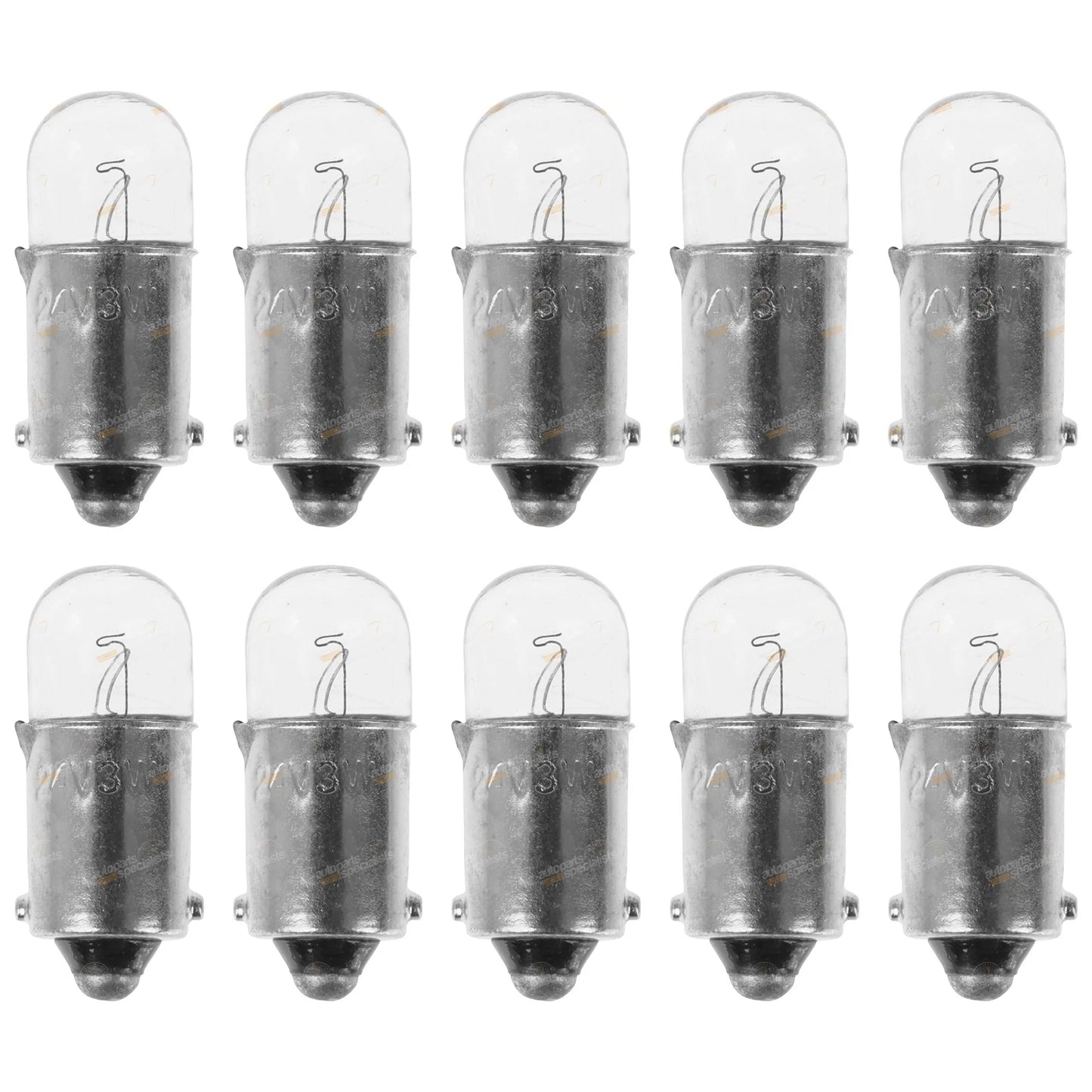 Set of 10 Auto Light Globe Bulbs BA9s for 24V Vehicles