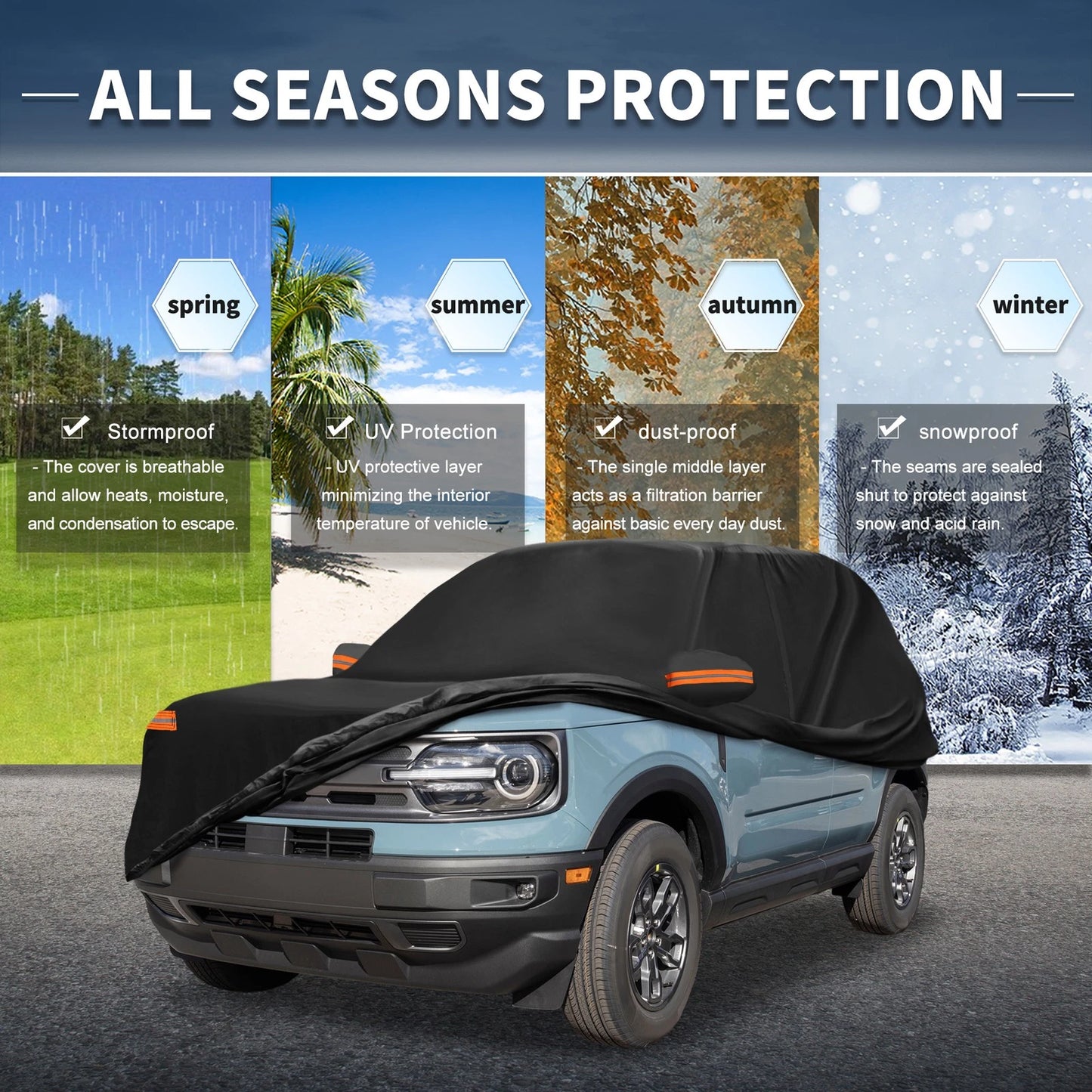 Waterproof Car Cover for Ford Bronco (2021–2023) with Driver Door Zipper