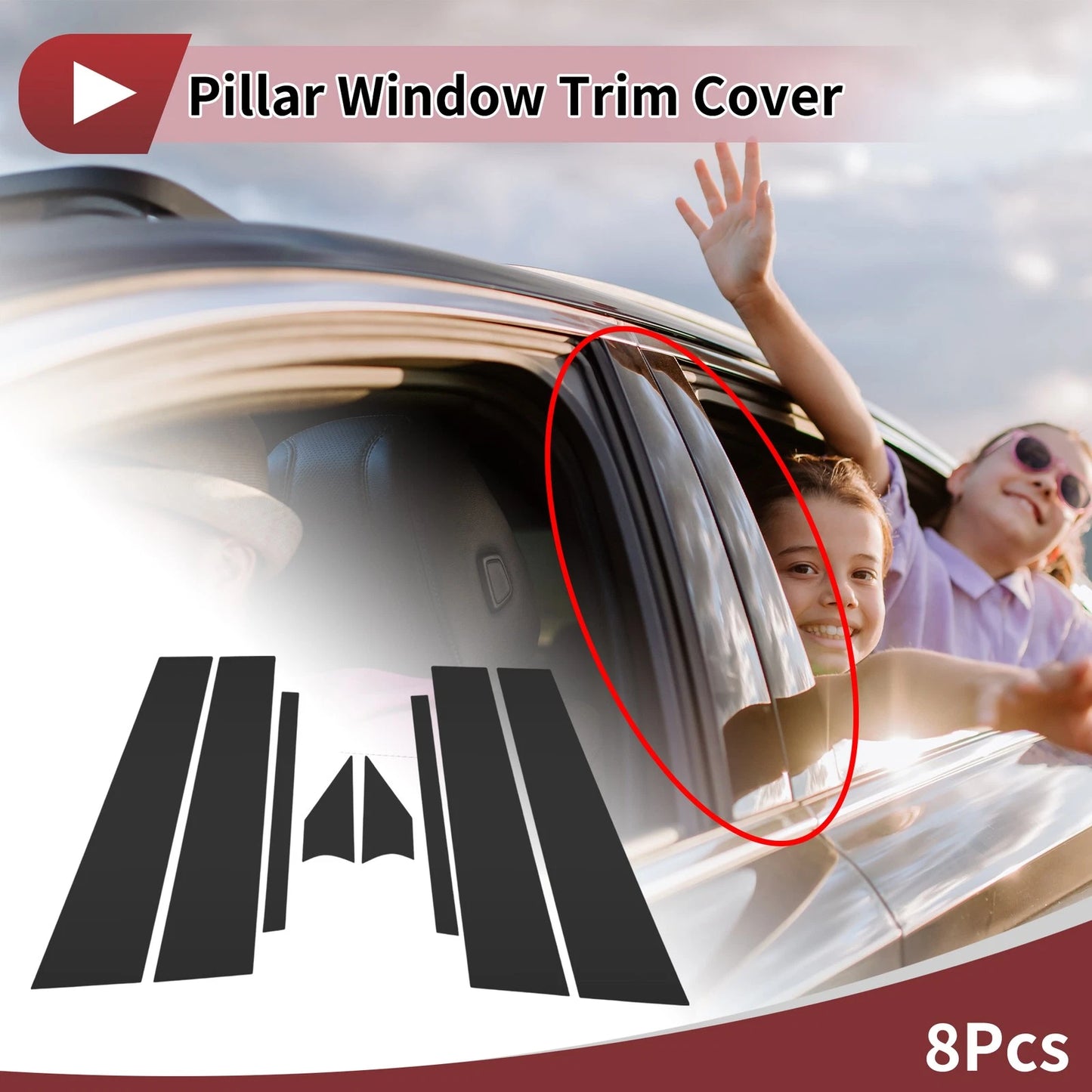 Door Pillar Window Trim for Nissan Sentra (2020–2023) Black Left Right