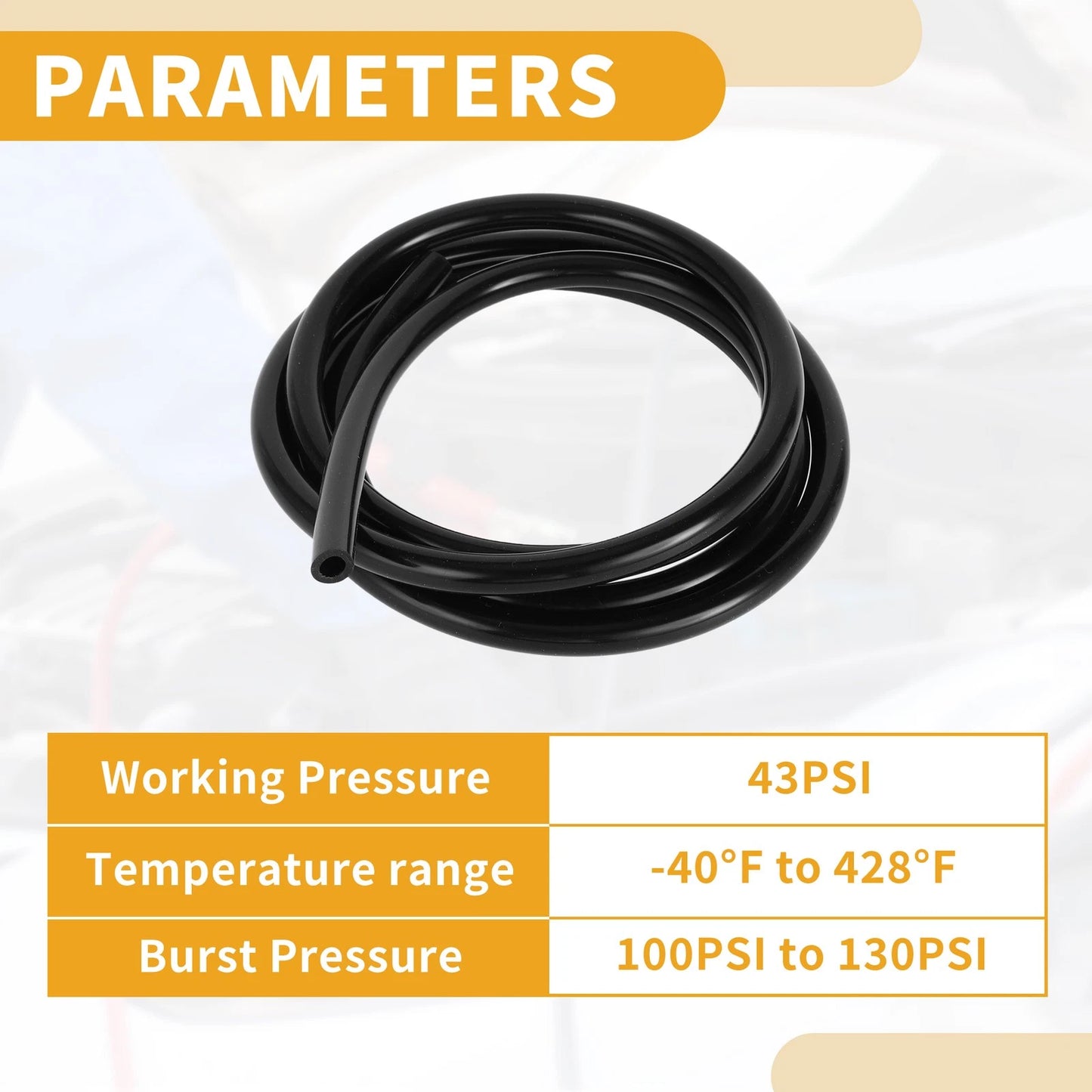 Silicone Vacuum Tubing Hose 1/4" ID 5FT (6mm, 2mm Thickness)