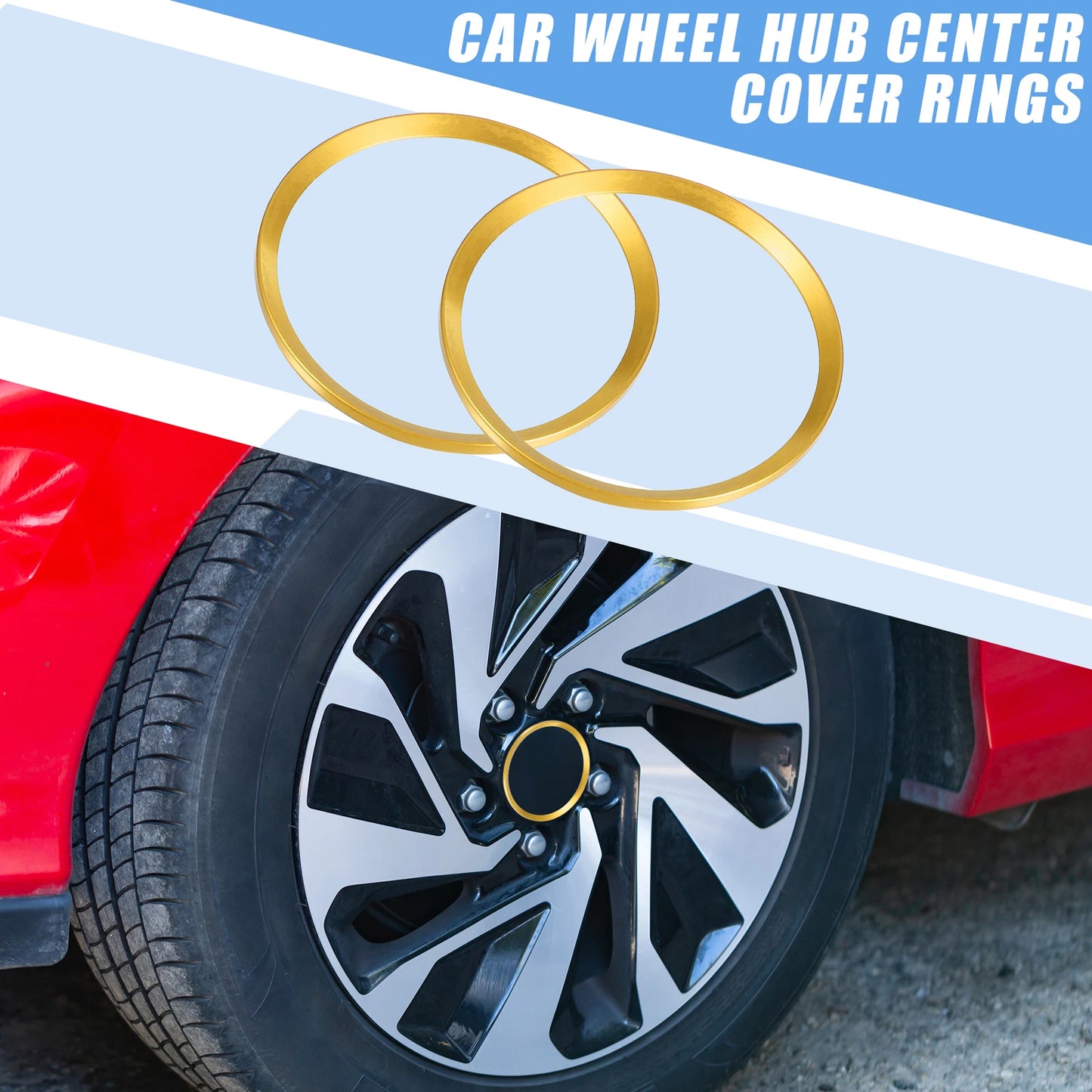 Set of 4 Wheel Hub Center Cover Rings for Honda Civic (2016–2021) Gold Tone
