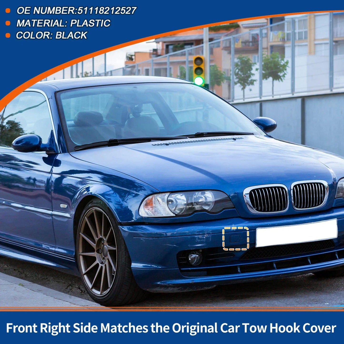 Front Bumper Tow Hook Cover for BMW 525i 528i 530i Black